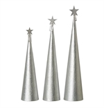 Lübech Living juletræ Creased cone metallic silver 3 stk. - Fransenhome